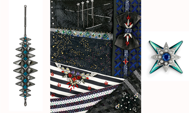 <p>GLAMOUR</p>
<p>Cristales de formas triangulares, circulares y cuadradas se re&uacute;nen en combinaciones ecl&eacute;cticas, haciendo referencia a una forma de pensar el &ldquo;sin el dise&ntilde;o nada es posible&rdquo;. La colecci&oacute;n de C&eacute;line Cousteau emula perfectamente la intrincada interacci&oacute;n cultural de los patrones y le da un aire multicultural a dise&ntilde;os globalizado. Profundos colores y cristales suntuosos hacen alusi&oacute;n a la riqueza del patrimonio hist&oacute;rico de la decoraci&oacute;n en todas las culturas.</p>